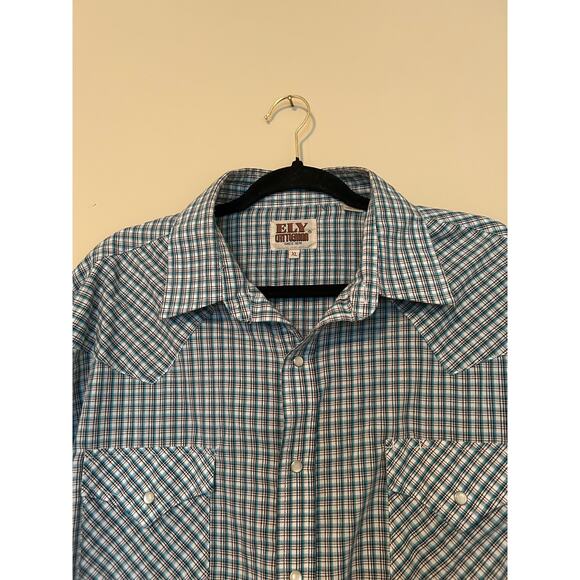 Ely Cattleman western style men’s pearl snap button down shirt, Size XL - Picture 3 of 8